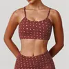 Nuevo Sujetador de Yoga Europeo y Americano Push-Up a Prueba de Golpes con Lunares Plateados Calientes Tirantes Finos Alta Elasticidad Sujetador Deportivo Ropa de Fitness para Danza
