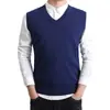 Suéter masculino de gola V outono e inverno pulôver jovem sem mangas transfronteiriço colete de suéter masculino colete atacado