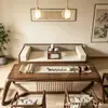 Conjunto de mesa de chá grande e cama de arhat com estética de estilo de música, mesa de chá simples para sala de estar, uso doméstico, mesa de chá com tela totalmente em madeira maciça