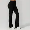 Calças boca de sino de ioga populares europeias e americanas, de perna larga, justas, com sensação de pele, levanta bumbum, cintura alta, controle de barriga, calças esportivas casuais para dança