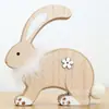 Conejo de Acción de Gracias con Forma de Madera Minimalista Moderno Decoración de Escritorio para el Hogar Adorno para Fiesta de Pascua