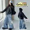 Conjunto jeans para meninas, coleção primavera/outono, novo estilo 2026, casaco da moda e calça pantalona estilosa, conjunto de duas peças para crianças