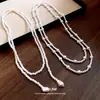 Collar Largo de Moda Retro Francés con Perlas Cadena para Suéter de Lujo Ligero Gama Alta Cadena Versátil de Temperamento de Nicho Venta al por Mayor