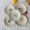 Fonte de banca de rua no atacado louça de cerâmica prato de prato estampado com vegetais prato de cerâmica prato de frutas prato fundo para sopa prato doméstico porcelana branca