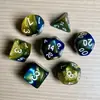 Juego de Dados Poliedros D&D con Patrón de Mármol, Color Mixto Transparente D4D6D8D10D12D20 Caras, Coc, Juego de Mesa, Juego de Siete Piezas