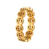 Anel de Dedo Indicador Moda Personalizada Estilo Chinês Qian Duoduo Aço Titânio Galvanizado Ouro 24K PVD Design de Moeda de Cobre Joia