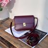 Bolsa Tofu Feminina Texturizada de Couro de Vaca de Alta Qualidade Única, Couro Genuíno Vintage Ombro Transversal Axilar Baguete, Versátil