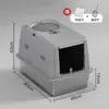 Arenero semi-cerrado para gatos, acero inoxidable, extragrande, anti-salpicaduras, anti-derrames, inodoro para gatos, bandeja de arena para gatos elevada y engrosada
