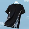 Camiseta de manga corta de seda helada para hombre, malla fina transpirable de verano, secado rápido, camiseta deportiva, corte ajustado, talla grande, ropa de tacto fresco