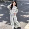 Estilo acadêmico preguiçoso artístico outono novo moletom com capuz patchwork listrado versátil para meninas conjunto de calças casuais estilo coreano