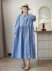 Vestido Jacquard Bordado Novo Primavera e Outono 2025 Feminino Solto Tamanho Grande Casual Xadrez Fino Manga Longa Vestido Atacado