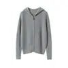 Cárdigan de Cachemira para Mujer 100% Cachemira Pura Casual Más Fácil de Combinar Casual Color Sólido con Capucha Suéter de Punto Ropa Exterior