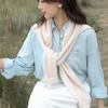 Xale de ombro com ar condicionado para primavera e outono para mulheres outono e inverno Nova camisa de tricô de lã com nó cachecol colete