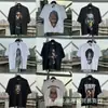Camiseta de Manga Corta Holgada para Parejas de Ancianos Lavada Pesada con Estampado de Retratos Hip Hop Rap Estilo Americano Vintage Tendencia