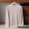 Nuevo suéter de cachemir 100% puro para otoño e invierno para hombre, cuello semialto, color liso, tejido básico casual