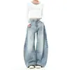 Calça Jeans Rasgada Vintage Lavada Estilo Streetwear Americano Transfronteiriça para Homens, Primavera e Outono, Corte Reto Solto, Calça com Vibe High Street Europeia e Americana