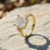 Anillo Elegante de Cuatro Garras con Diamante Estilo Europeo y Americano Transfronterizo para Mujer, Anillo de Moissanita al por Mayor, Joyería de Anillo Moderna y Única