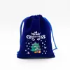 Fornecimento Direto Transfronteiriço Saco de Presente de Doce de Natal de Veludo Azul Pacote de Lanches Saco de Armazenamento Embalagem de Presente de Maçã de Natal