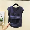 Top de Camiseta sin Mangas Fina de Modal para Mujer en Verano con Almohadillas en el Pecho, Chaleco de Cuello en V, Talla Grande, Adelgazante, Ropa de Casa sin Sujetador