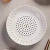 Prato de cerâmica para uso doméstico, prato de cozimento a vapor com múltiplos furos, prato redondo criativo para cozinhar pães a vapor, bolinhos, frutos do mar e como escorredor para bolinhos