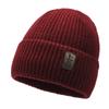 Nuevo Gorro de Punto con Etiqueta de Cuero Moda Coreana Otoño e Invierno para Hombre al Aire Libre Resistente al Frío Gorro Forrado de Polar Simple Atmosférico Gorro de Lana