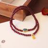 Pulsera de Granate Natural para Mujer Doble Círculo Rojo Vino Cuerpo Limpio productos genuinos Esmeralda Agua Azul Calabaza Combinación Versátil Nuevo Chino Sentido de Alta Gama