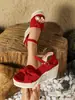 Fivela de cinta decorativa de moda transfronteiriça salto plataforma aumento de altura 8cm comércio exterior dropshipping sandálias de sola grossa de corda de cânhamo de verão