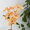 Orquídea Chama Artificial 3D Parede de Fundo Arranjo de Flores Decoração Casamento Roxo Bauhinia Orquídea Chama Flores Artificiais Falsas