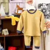 Pijama infantil, roupa íntima térmica de outono e inverno para bebê, conjunto de blusa e calça de outono para meninos, roupa de casa em seda acrílica para meninas