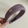 Faixa de Cabelo de Lã Coreana com Etiqueta Dourada, Aba Larga, Cor Sólida para Mulheres, Novo Estilo, Acessório de Cabelo