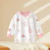 Ropa interior para bebé algodón puro capa base infantil top para bebé prenda de una pieza uso primavera y otoño camiseta de manga larga para niñas pijama para niños