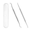 Cuchara para recoger uñas de acero inoxidable de fábrica, juego de 3 piezas con dispositivo de doble cabezal para pulir uñas de los pies, lima de uñas, herramienta de pedicura