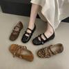 Zapatos Retro Redondos con Plataforma Interior Estilo Francés para Mujer 2025 Otoño Nuevos Zapatos de Ballet Mary Jane con Estampado de Leopardo para Mujer