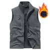 Chaleco de Otoño e Invierno Transfronterizo Bolsillo Exterior Forro Polar Reversible Casual Talla Grande Chaleco Pesca Ropa de Trabajo Cuello Alto Chaleco