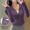 Chamarra de Yoga con Forro de Felpa para Mujer, Temporada de Primavera, Corte Ajustado, Cuello Alto, Cardigan con Cierre, Ropa para Correr y Fitness