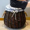 Banqueta de almacenamiento de ratán, cesto de ropa sucia multifuncional, taburete redondo, banqueta para cambiar zapatos de sofá, cesto de ropa sucia rectangular, silla para sala de estar del hogar