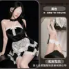 Cat Erotico de Noche Ropa Interior Volante Encaje Vestido Sin Tirantes Halter Atuendo de Sirvienta Irregular Conjunto de Coqueteo COS