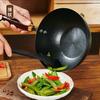Patrón Martillado Olla Pequeña de Hierro Forjada a Mano Olla de Hierro sin Recubrimiento Cocina de Inducción Gas Universal para el Hogar Wok Multifuncional de Fondo Redondo