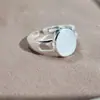 Anillo de Plata Rhyme S925 Plata de Ley Lujo Ligero Vintage Simple Elegante Ágata Moda Estilo de Corte Anillo Abierto Liso Anillo