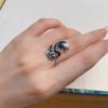 Anillo de koi vintage desgastado de la suerte en plata esterlina S925, ajustable, personalizado, estilo simple y nicho para mujer