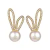 Brincos Studs de Orelha de Coelho Cravejados com Diamantes S925 para Mulheres Verão Xiazhong Design Moderno Exquisitos Brincos Versáteis 2021 Novo