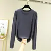 Camiseta Base de Modal Manga Larga para Mujer Corte Ajustado Ropa Interior Otoño Top Cuello Redondo Nuevo 2024 Primavera y Otoño Estilo Occidental