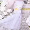 Decoración de Boda Transfronteriza Malla de Gasa Blanca Silla Pasillo Escena de Iglesia Floral Cortina de Gasa para Respaldo de Silla Decoración de Boda al Aire Libre