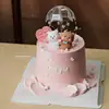 14.02 Dia dos Namorados Tendência Decoração de Bolo Urso 3D Ornamento Casal Confissão Aniversário Guarda-chuva Pequeno Decoração
