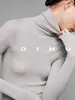 Camada de base de tricô elegante e sofisticada com gola alta para mulheres, perfeita para o outono e inverno. Este suéter elegante e bonito de corte justo apresenta um design exclusivo de gola com babados