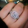 Cao Shi Amazon Nuevo Anillo de Princesa Micro-pavimentado de Ocho Corazones y Ocho Flechas Anillo de Pareja de Diamante Simulado Europeo y Americano Joyería de Boda