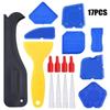 Conjunto de 17 peças para carregar e descarregar selante de silicone polimento rejunte raspador agente descarregador bico de tinta tampa de garrafa de tinta amarelo