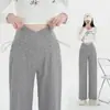 Calças de maternidade 2026 modelos de primavera, outono, inverno, com forro de fleece, novo cordão, sem suporte para a barriga, calças de maternidade de perna larga