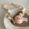 Colar Gargantilha de Renda Rosa Francesa Estilo Delicado Puro Desejo Corrente para Clavícula Colar de Flor Estéreo de Organza Acessórios