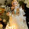 Decoración de pastel de cumpleaños de niña celebrada en Internet Decoración de princesa Elsa de la Reina de Hielo Luz de cumpleaños digital enchufable